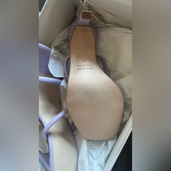 New in box LUCA VALENTINI Lilac Leather Heels Mules Sandals 7 37 Barbiecore - Picture 2 of 12